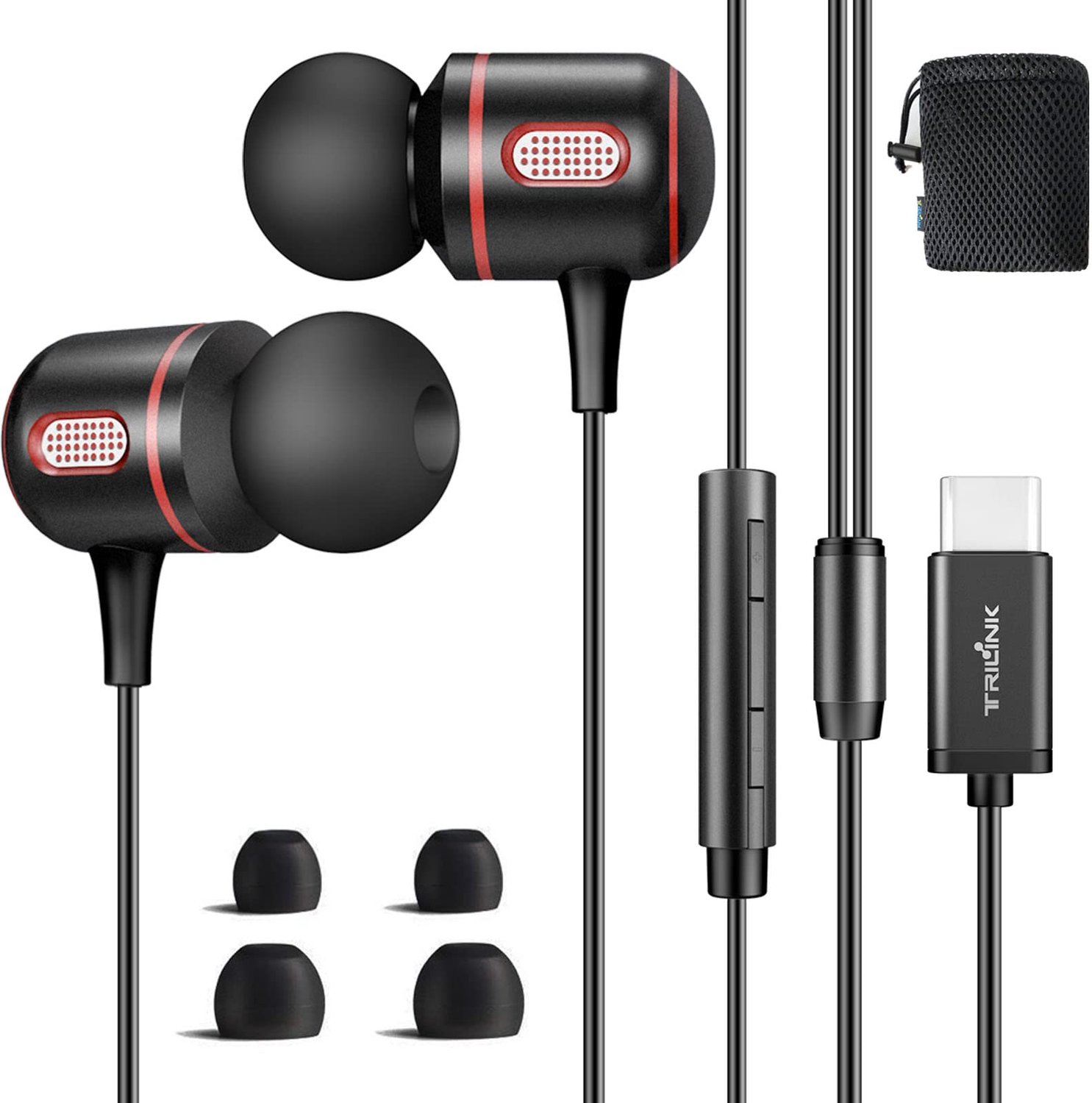 USB C Koptelefoon met Oordopjes en Opberghoes