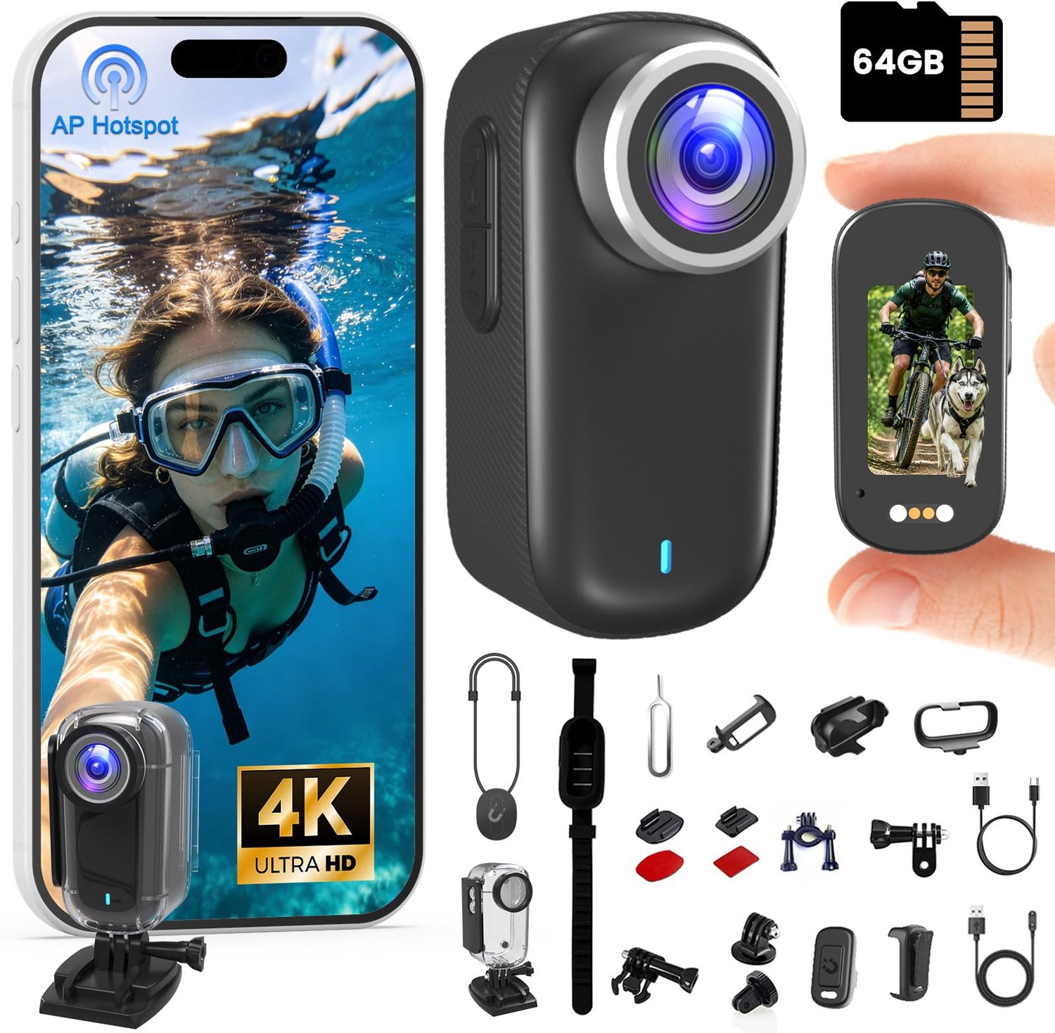 4K Action Camera met Waterdichte Behuizing