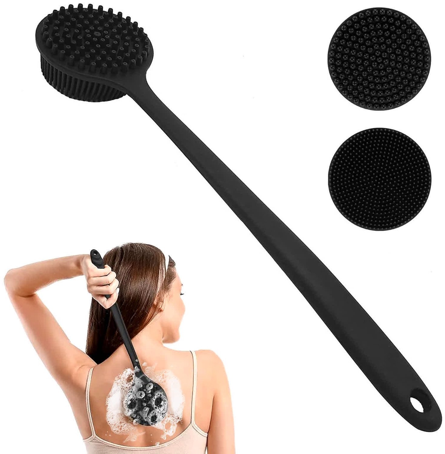 Silicone Body Scrubber met Lange Handgreep voor Douche