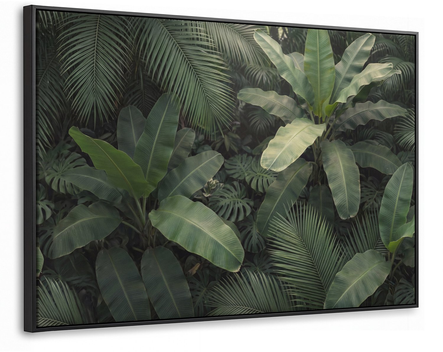 Canvas Schilderij met Baklijst - Bladeren - Groen - Tropisch - Natuur