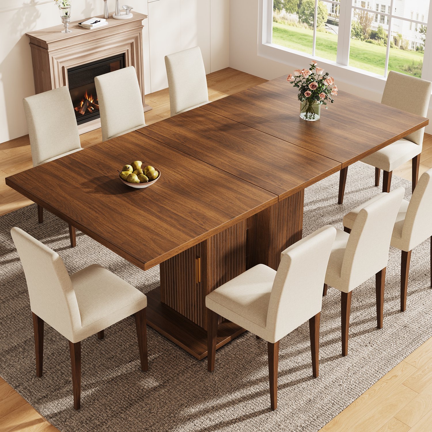 MODENUIT Eettafel - Uitschuifbaar Met Legplanken - Voor Eetkamer - MDF En Metaal - Bruin - 120/160x80x75 Cm Donkerbruin