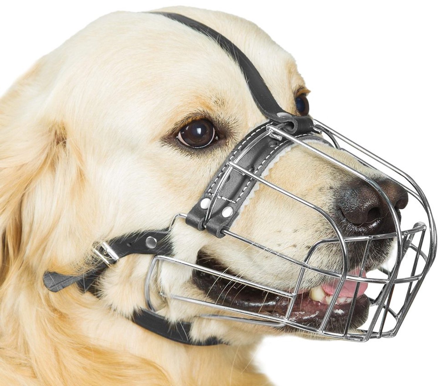 Honden muilkorf - Verstelbare leren banden - Metaal - Gemaakt voor grote honden
