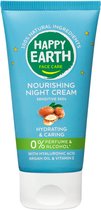 Happy Earth Voedende Nachtcrème - 100% Natuurlijk - Met Hyaluronzuur, Arganolie & Prebiotica - Gezichtsverzorging voor Gevoelige Huid - 50 ml
