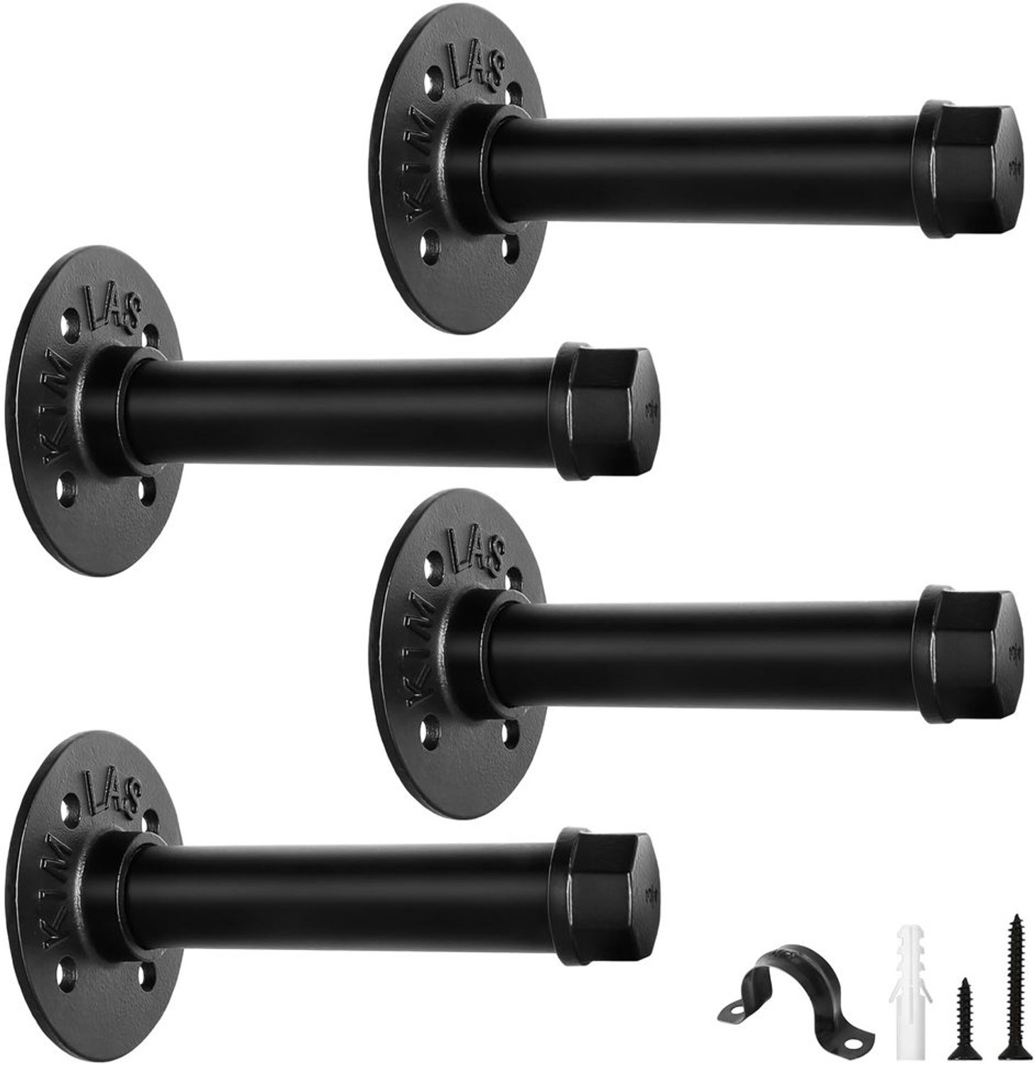 Set van 4 Zware Wandsteunen voor Planken 50kg Capaciteit Zwart 10cm