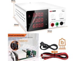 Laboratoriumvoeding 30V 30A Wit - 30 Volt 30 Ampère - DC Gestabiliseerd - Kunststof Behuizing - Voor Batterijen Opladen En Testen