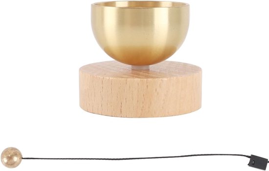 Deurbel kleine schijfbelset 4 cm - massief messing - inclusief mini-klankschaal - voor meditatie en ontspanning - ServiceTopper — afbeelding 5