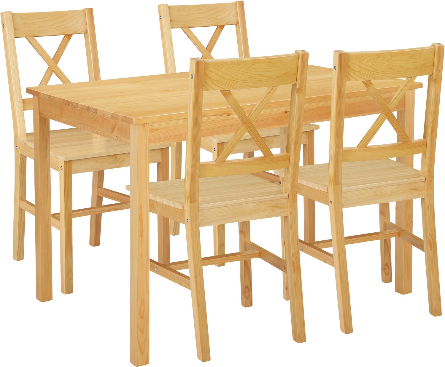 Willow Eethoek met Eettafel en 4 Stoelen - Grenen Gebeitst en Gelakt - 108 cm