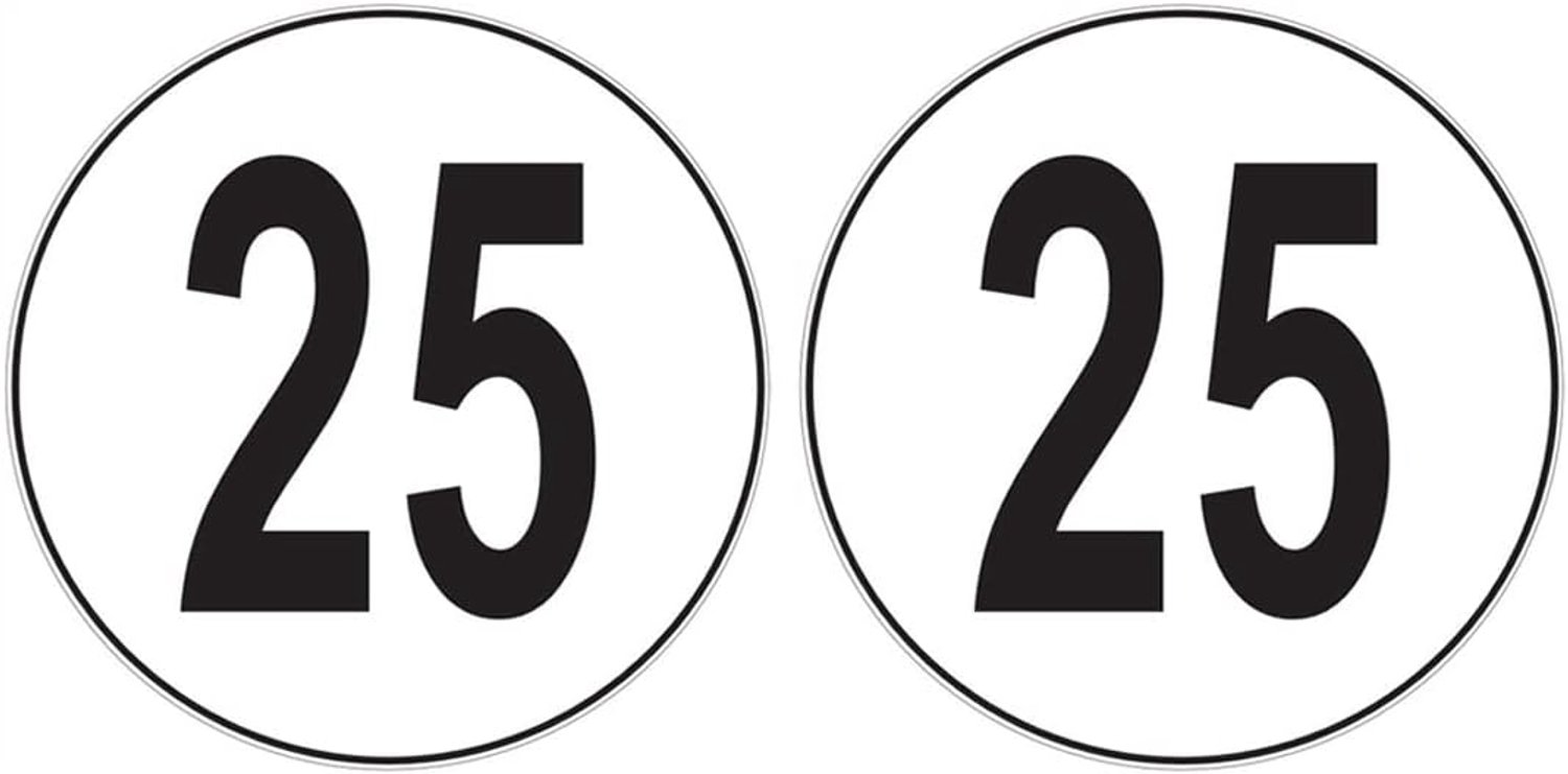 2 stks 6-100 km/u Stickers Hanger Zelfklevende Vinyl Stickers (10 cm x 10 cm) (25 km/u) - Vemera