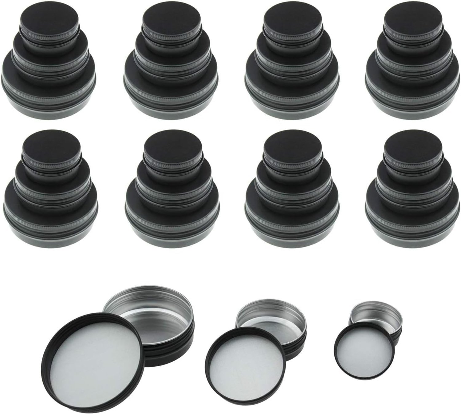 Dailygoods- Aluminium Potjes Mix Set van 48 Stuks - Ronde Bakjes - Lekvrije Schroefdeksel - Lichtgewicht - Duurzaam - Voor Cosmetica en DIY - Opbergpo