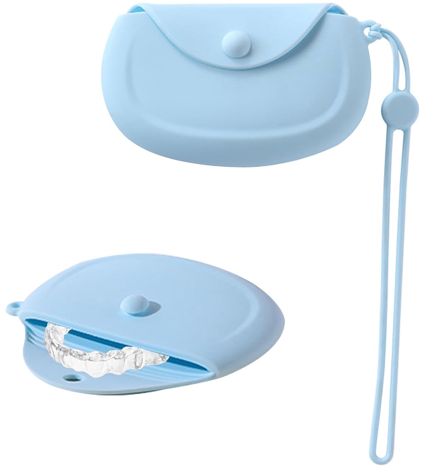 Dailygoods- Tandprothesenbox - Siliconen - Doos met luchtgat - Beugelbox voor orthopedische apparaten - Draagbare ophanglus - Hygiënisch en veilig - K