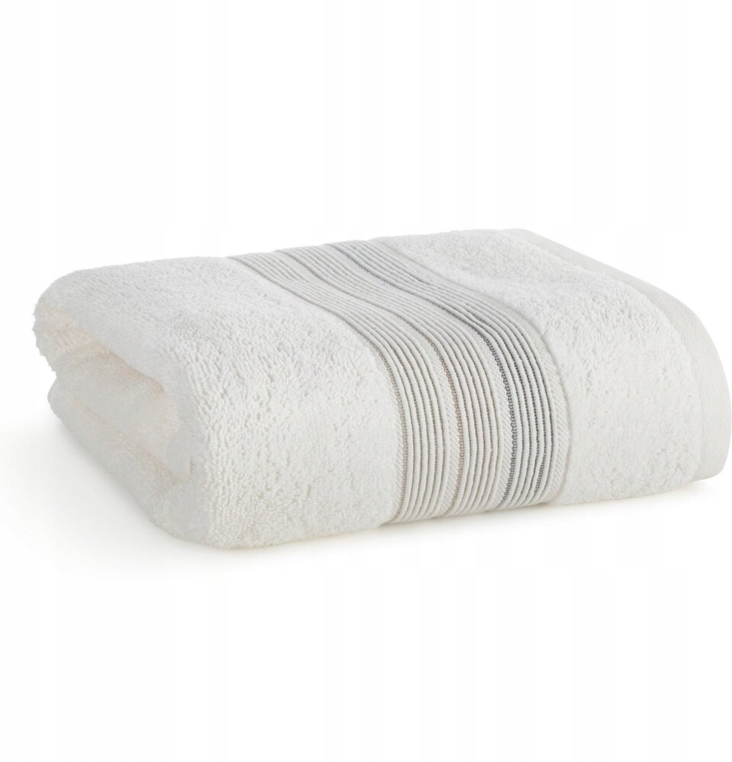 Zachte Katoenen Badhanddoek 70x140 cm Crème met Streepjes
