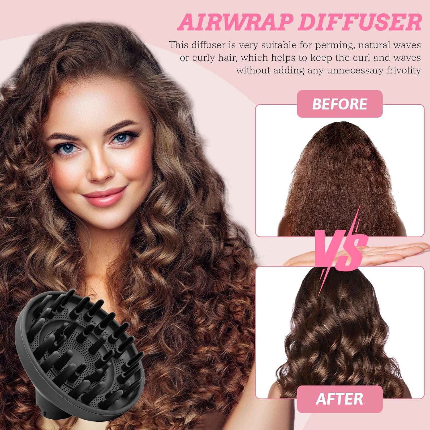 Verbeterde diffuser voor Dyson Airwrap Styler, converteerbare föhn diffuser mondstuk speciaal ontworpen voor golvend - ShopVlot thumbnail 2
