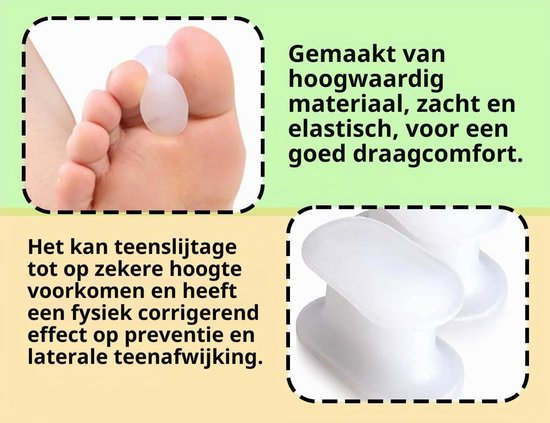 Set van 6 Teentjes Scheiders voor Hallux Valgus, Siliconen Teenkappen en Beschermers voor Voetballen — afbeelding 2
