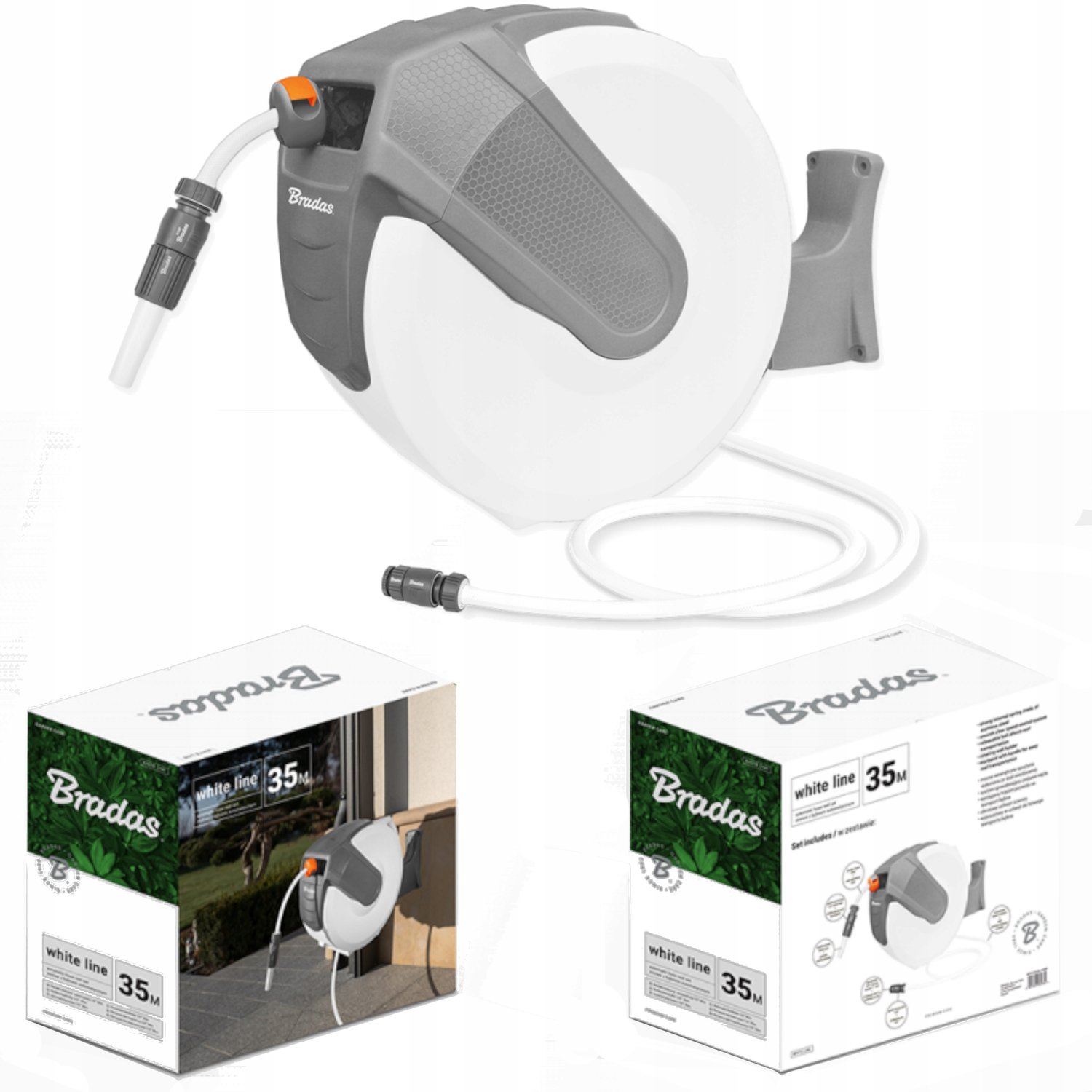 Bradas Automatische Slanghaspel 1/2" 25m - Wit