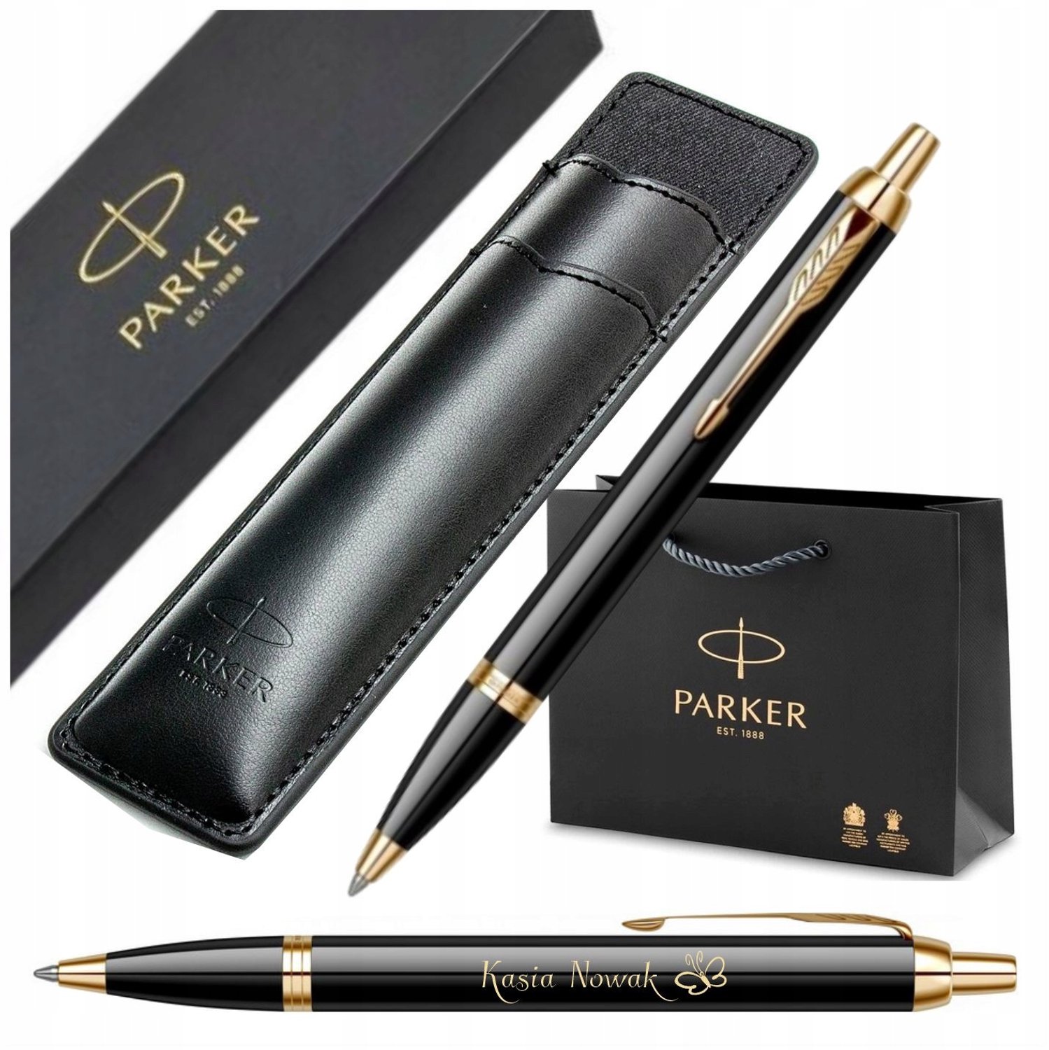 Parker IM Zwarte Vulpen met Gouden Details & Gravure - Luxe Geschenkset