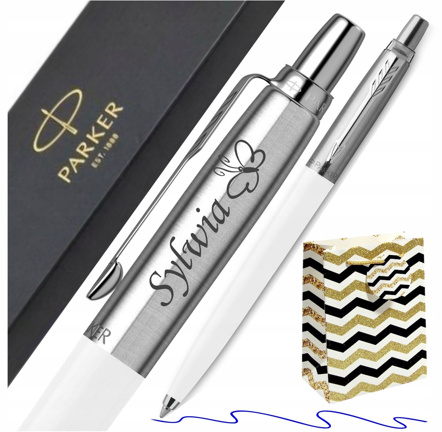 Parker Jotter Pen Wit met Gravering & Cadeauverpakking