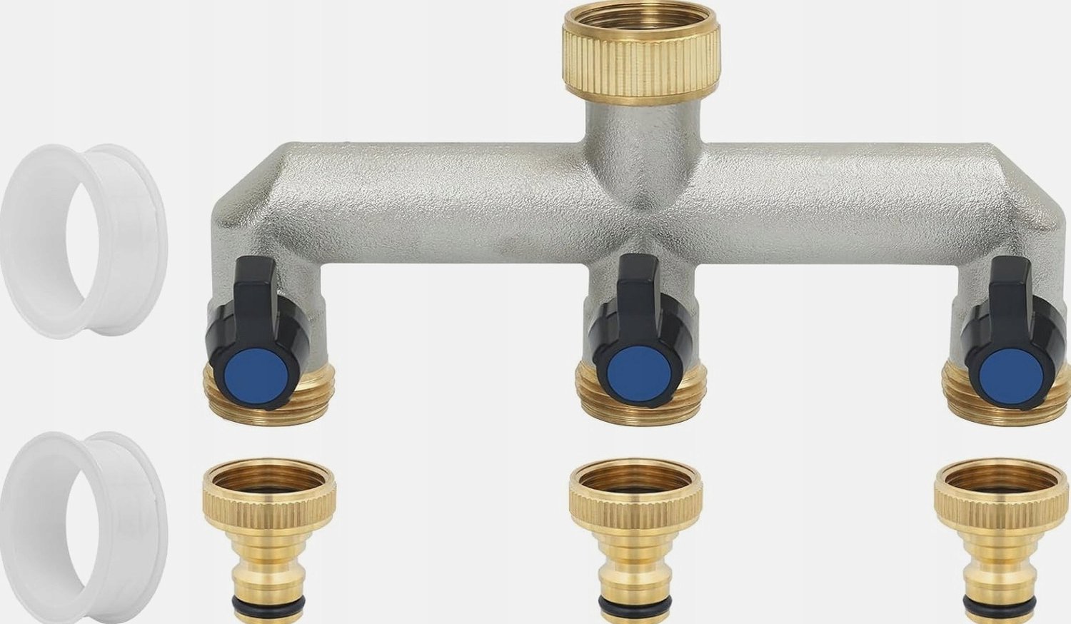 Messing 3-Weg Waterverdeler Kraan Adapter Zwart - Tuinslang