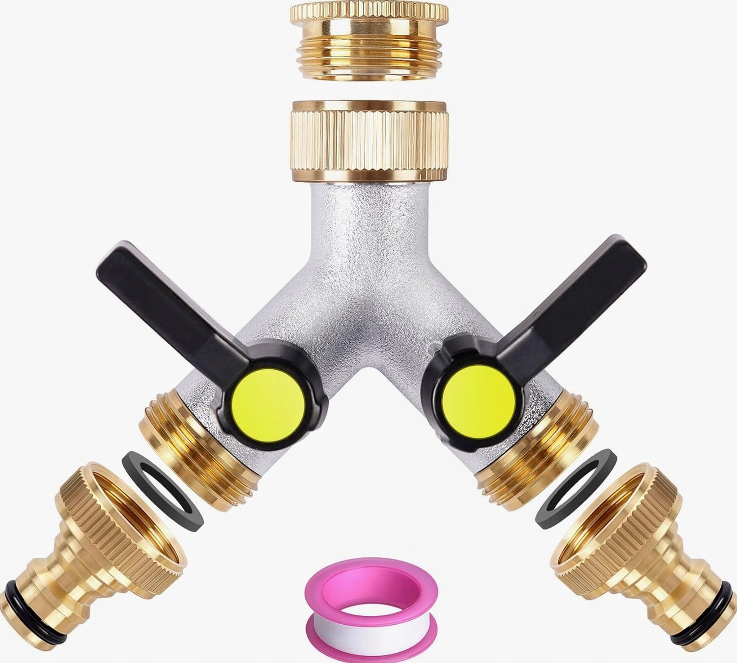 Merkloos 3/4" Waterverdeler met 2 Uitgangen en Afsluiters