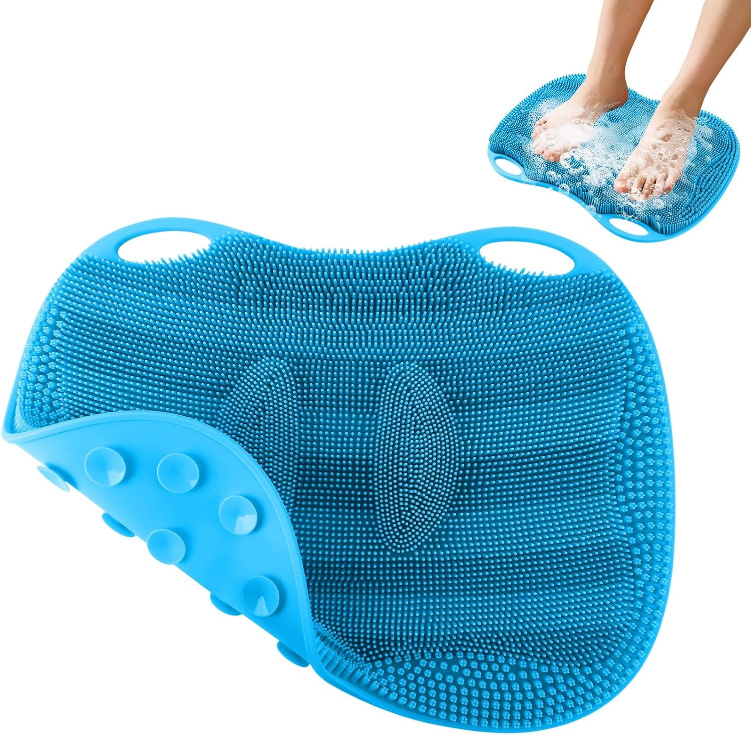 Kalolary Siliconen douchevoetschrobbermat, grote voetreinigingsborstel met antislip zuignappen om de voeten te - ShopVlot