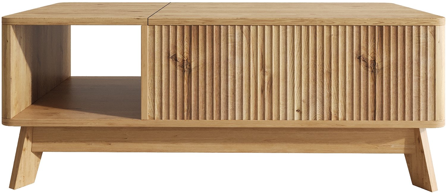 SONNENH Lift-up salontafel met geribde deur en open vak - MDF - 95 x 48 cm - Houtlook
