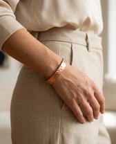 Dorvina %100 Puur Koper Armband Ovaal Met Parels Hand yapimi Band / Strip Gehamerd Verstelbaar Dames Bangle Armband