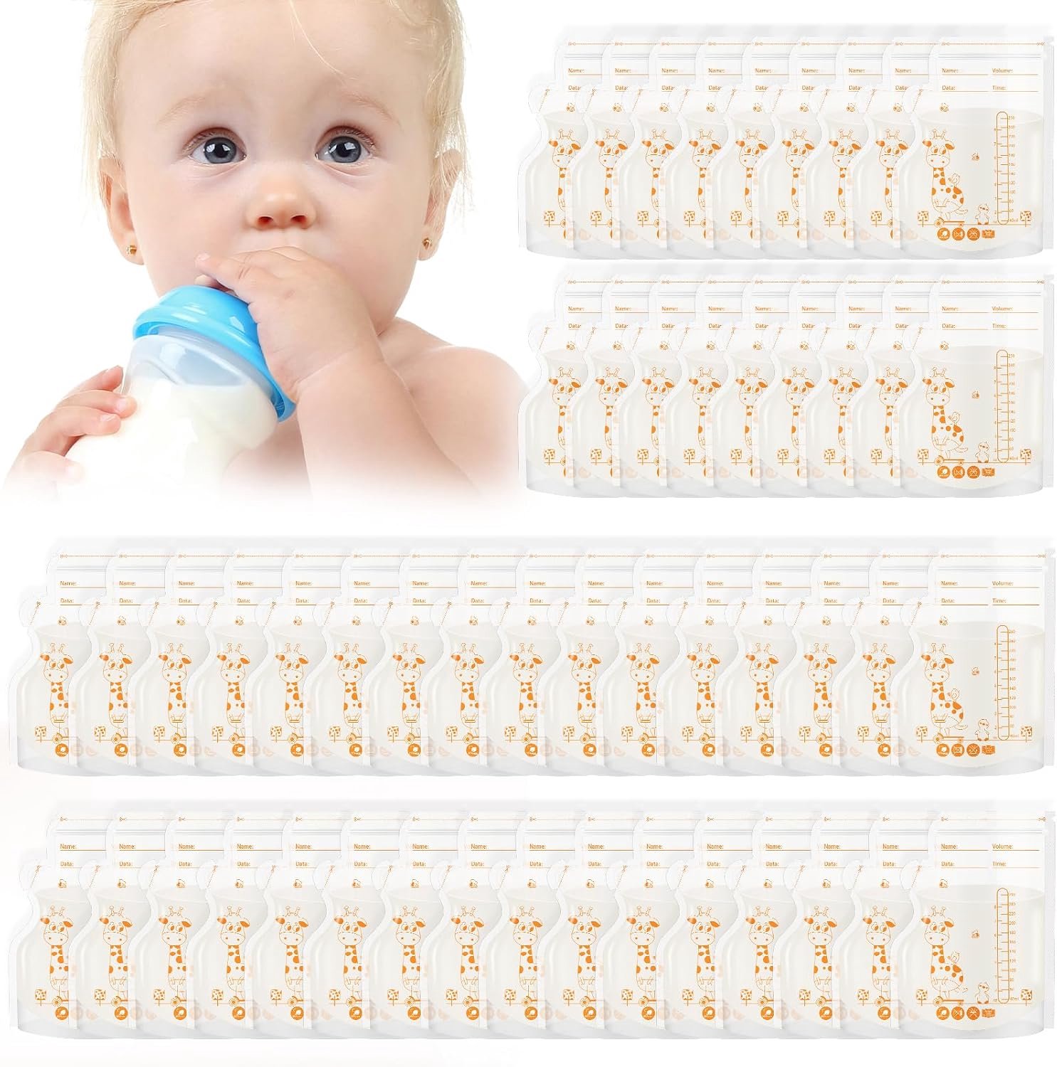 SnelShoppen - Borstvoeding Opslagzakken - 50 Stuks - 250ml - Plat of Staand - BPA Vrij - Voor Koelkast of Vriezer - Maternity Borstvoeding Benodigdhed