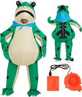 Opblaas Kikkerkostuum - Opblaasbaar Pak - Mascotte Opblaaspak - 155-190 cm - Grappig Verkleedkostuum - met Blauwe Sjaal - Ingebouwde Ventilator - Mannen & Vrouwen - Voor Halloween & Carnaval & Themafeesten