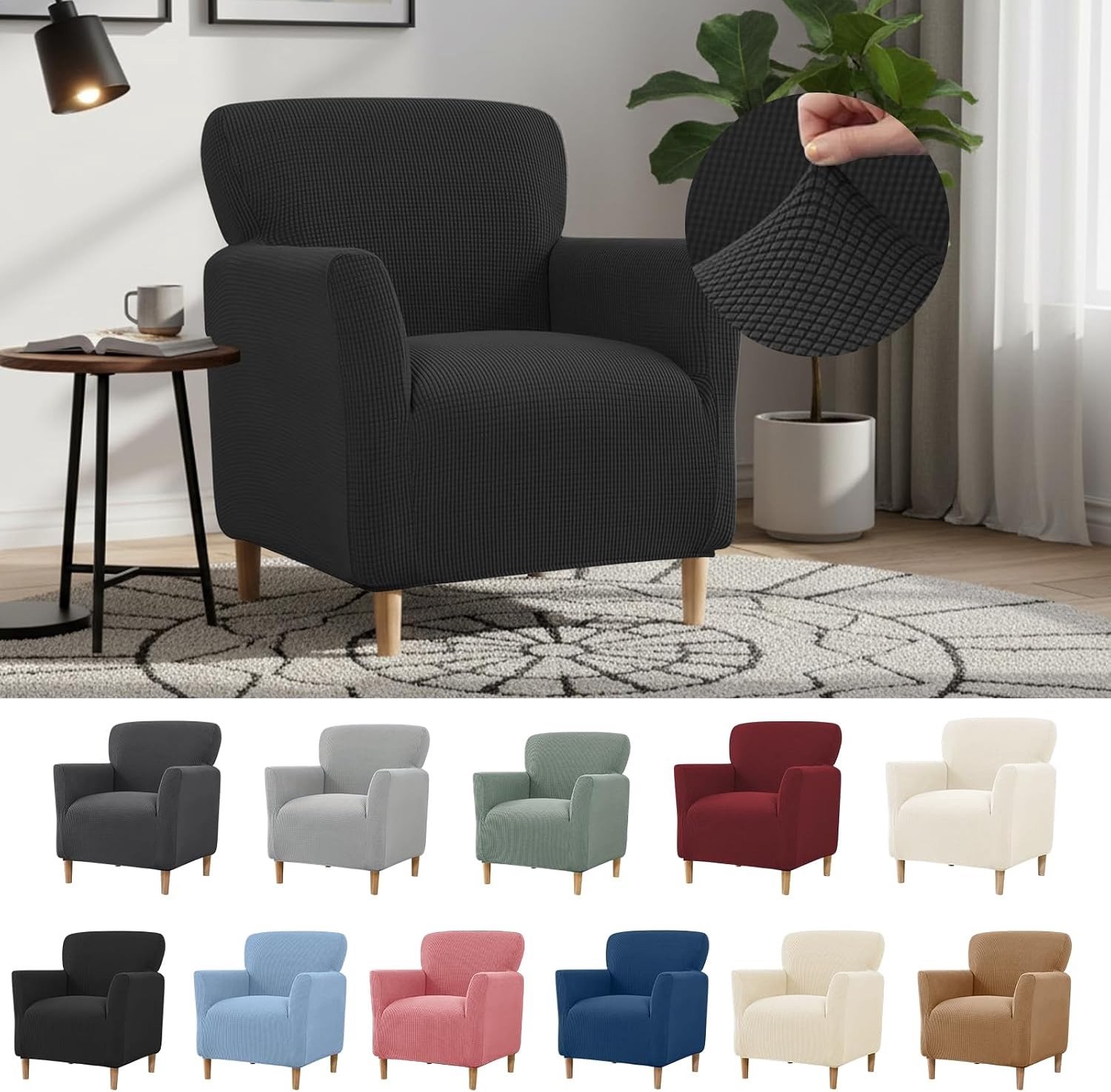 Elastische Stoelhoes met Armleuningen, Universele Bescherming voor Fauteuils en Kantoorstoelen, Stof- en Vlekbescherming voor Woonkamer en Kantoor