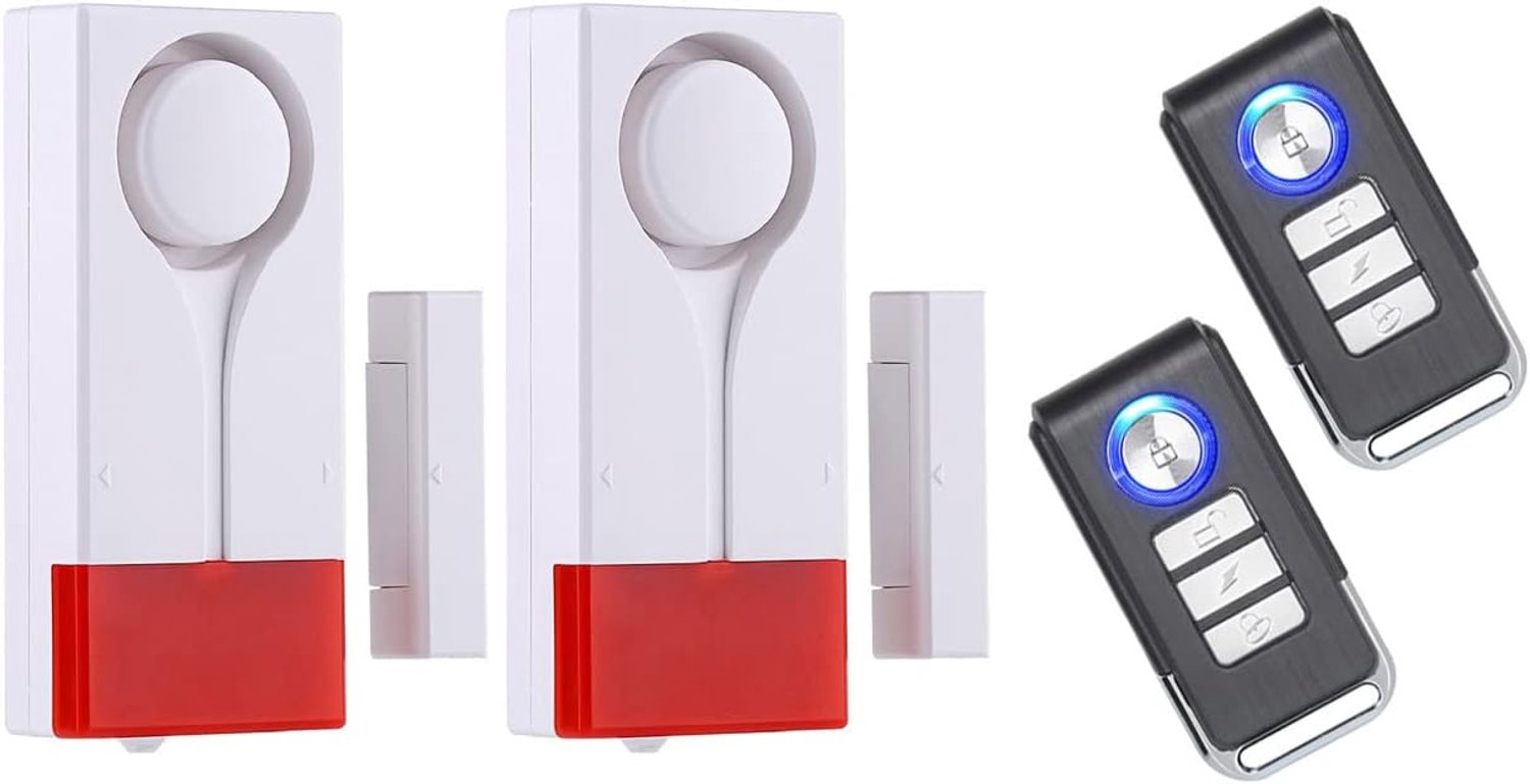 SnelShoppen - Draadloze Deur- en Raamalarm 2 Pack, 105dB Antidiefstal Alarm met Afstandsbediening voor Huis, Appartement, Garage en Zwembad