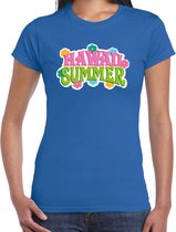 Hawaii summer t-shirt blauw voor dames - Zomer kleding XL