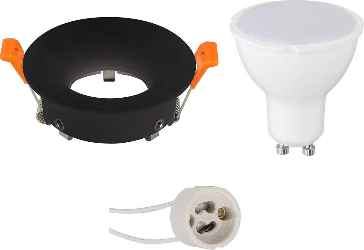GU10 Inbouwspot Set - Mat Zwart - Inbouw Rond - 4W - Warm Wit 3000K - Ø85mm