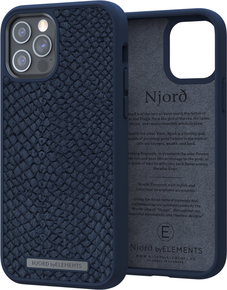 Njord byELEMENTS iPhone 12/12 Pro hoesje - Zalm Leder Case - Blauw