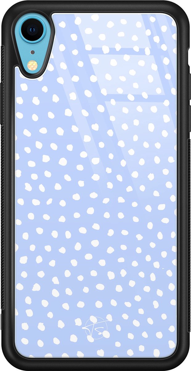 Hoesje geschikt voor iPhone XR - Paars lila stippen - Luxe Hard Case - Gestipt - Paars - Mooie Telefoonhoesjes