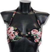 Badpak met zwarte rozenprint, bikinitops voor strandkleding