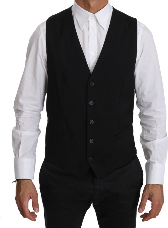 Dolce & Gabbana Black Wool Waistcoat Dress Formal Vest