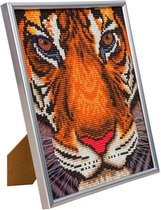 Diamond Painting Pakket Tiger Face 21 x 25 cm met lijst