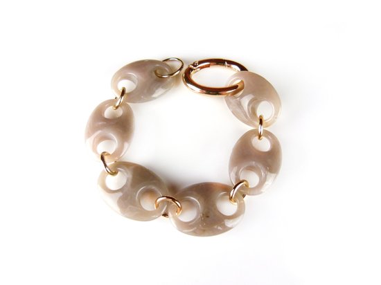 Bracelet Modèle Ovale avec maillons en acrylique beige