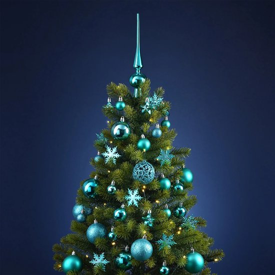 Emballage avec 110 boules de Noël en plastique / Décorations de Noël et pic turquoise - Décorations pour Décorations pour sapins de Noël de Noël / Décorations de Noël