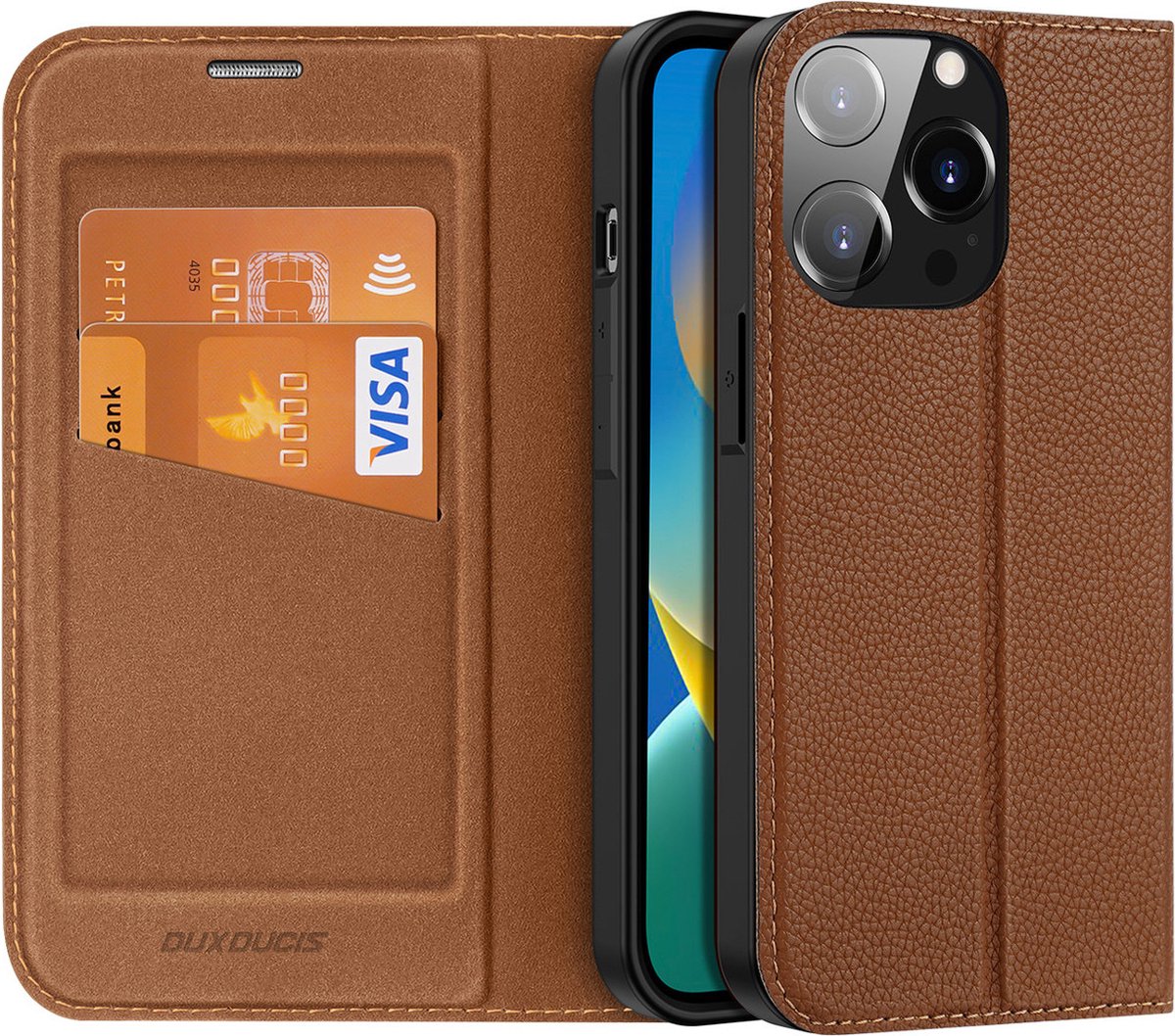 Dux Ducis - Hoes geschikt voor Apple iPhone 14 - Magnetische sluiting - Book Case - Bruin