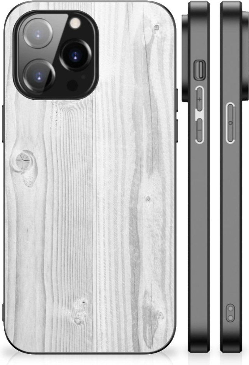 iPhone 14 Pro Max Houten Print Telefoonhoesje White Wood