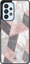 Casimoda® hoesje - Geschikt voor Samsung Galaxy A33 - Stone grid marmer / Abstract marble - Zwart TPU Backcover - Geometrisch patroon - Roze