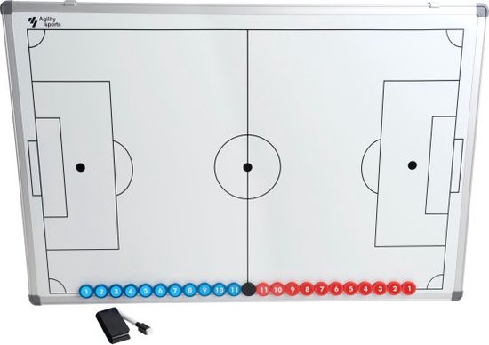 Agility Sports Coachbord voetbal - Tactiekbord 60x90 cm - Inclusief magneten en genummerde stickers voor de magneten - Agility Sports