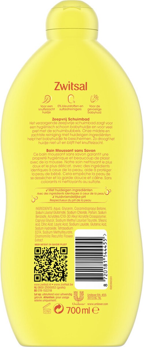 Zwitsal - Zeepvrij Schuimbad - 6 x 700 ml - Voordeelverpakking van Zwitsal — afbeelding 2