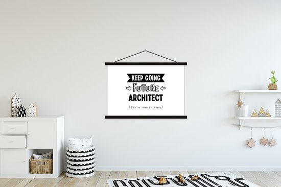 Porte-affiche avec affiche - Affiche scolaire - Citation - Architecte - Étude - 150x100 cm - Lattes noires