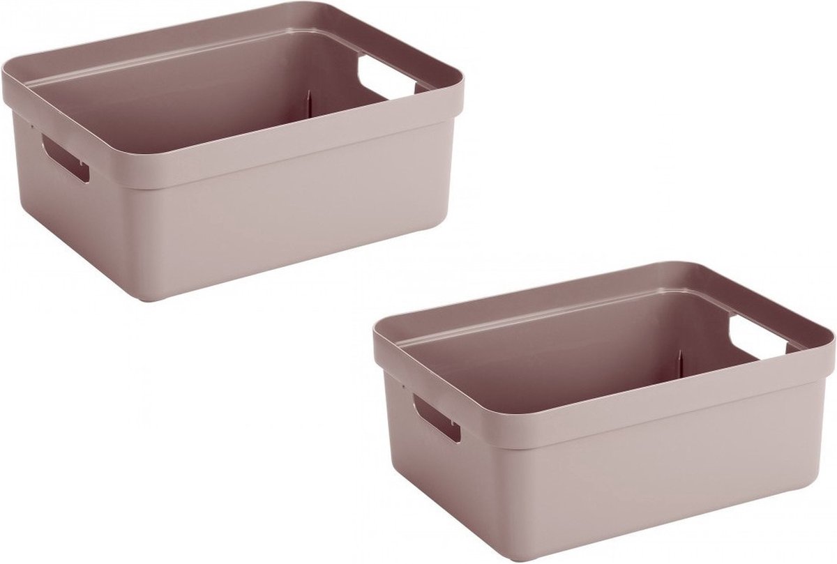 Sunware Opbergbox Sigma - 4x - kunststof - roze - 24 liter - Opbergbakken/opbergers - 45 x 35 x 18 cm