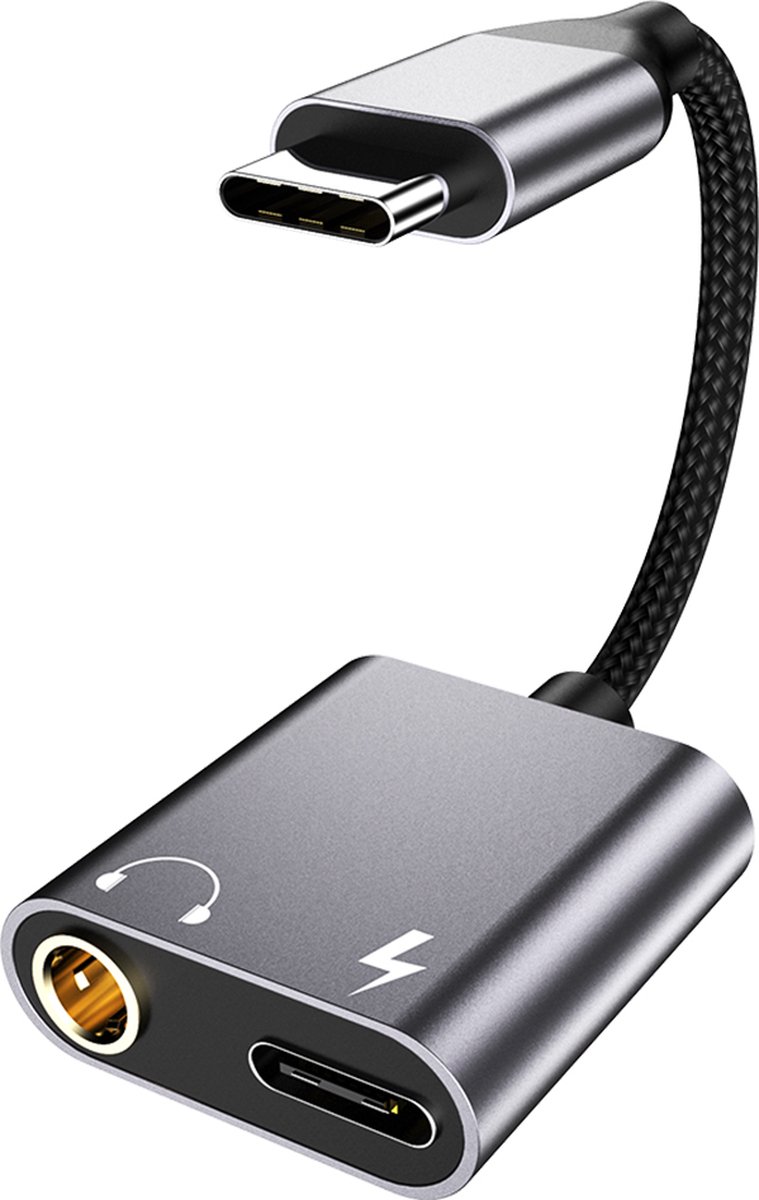 audio jack naar usbc splitter goud kleurig