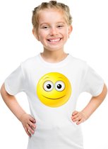 emoticon/ emoticon t-shirt vrolijk wit kinderen 134/140