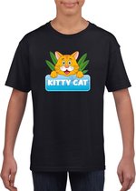 Kitty Cat t-shirt zwart voor kinderen - unisex - katten / poezen shirt - kinderkleding / kleding 122/128