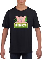 Pinky de big t-shirt zwart voor kinderen - unisex - varkentje shirt - kinderkleding / kleding 158/164