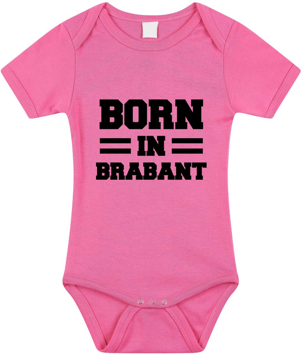 Born in Brabant tekst baby rompertje roze meisjes - Kraamcadeau - Brabant geboren cadeau 68